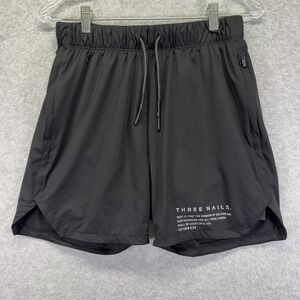 Three Nails Shorts Mens Medium Black 5in Lined Christian Matthew 6:33 Athletic
